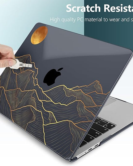 DONGKE for M4 MacBook Air 13.6 Inch Case 2025 2024 2023 2022 Model A3240 A3113 A2681 M3 M2 Chip, Plastic Hard Shell Case Cover with Touch ID for MacBook Air 13 Inch M4 - Abstract Mountain