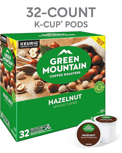 Green Mountain Coffee Roasters Hazelnut Keurig Single-Serve K-Cup Pods, Light Roast Coffee, 32 Count