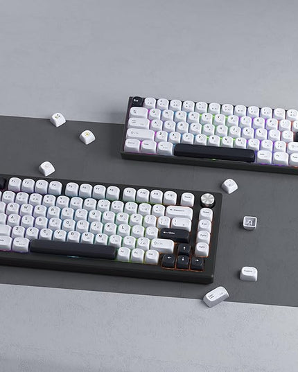 XVX PBT Keycaps - White Keycaps MOA Profile, Japanese Key caps 75 60 100 Percent, Dye-Sublimation, Custom 137 Keys Set for 100%, 75%, 65%, 60% Mechanical Keyboard, Bow