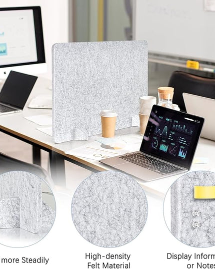 2 Pack Acoustic Desk Dividers - 24" x 20" Freestanding Privacy Panels Set with Noise - Reducing Design Cubicle Sound Proof, Ideal for Office, Classroom, and Home (Silver Gray)