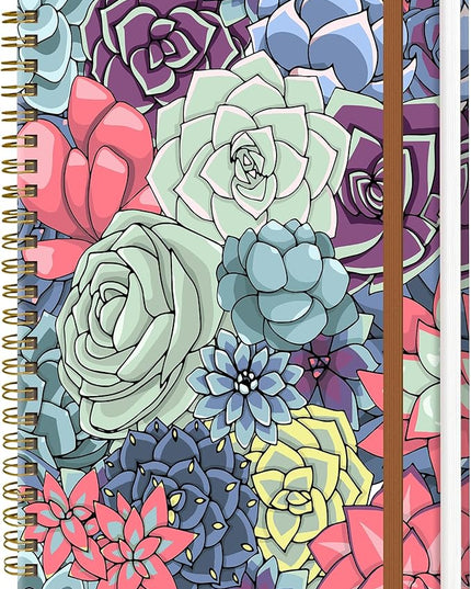 Spiral Journal Notebook for Women, Hardcover A5 College Ruled Notebook, 120 Pages, Thick Paper, Cute Lined Journal for School, Office & Work, 6 x 8.4 in(Cute Succulents Plant)