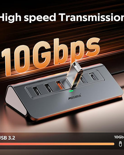 USB C Hub Ethernet,10-in-1 USB C Docking Station with 4K@60Hz HDMI,1Gbps Ethernet, PD 100W,Type C & 2 USB A 3.2 10Gbps, 2 USB A 2.0, SD/TF, Aluminum USB Hub for Laptop,PC, iPhone 17/16,Mac