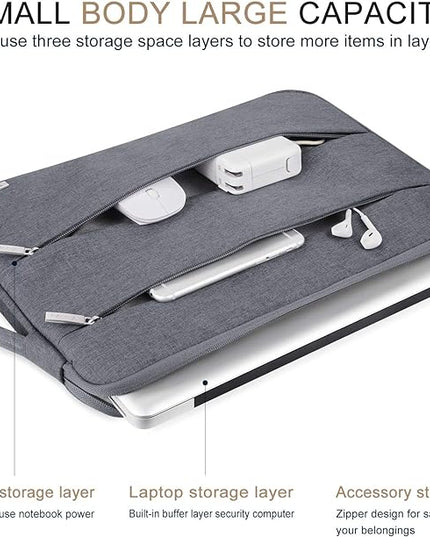 Voova 15.6 16 Inch Laptop Sleeve Case Compatible with MacBook Pro 16 M1/M2/M3/M4 Max 2019-2025, 15.6-16” Hp Lenovo Acer Asus, Waterproof Slim Computer Bag Cover with Handle, Grey