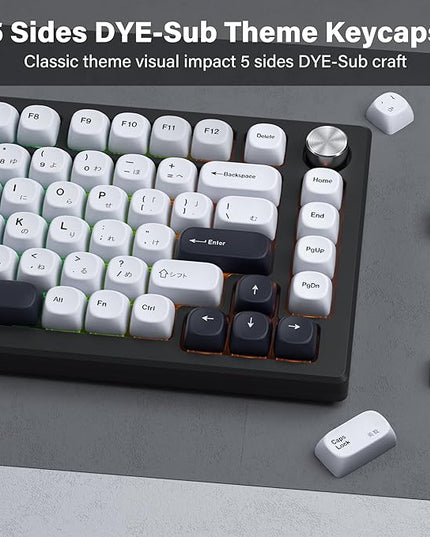 XVX PBT Keycaps - White Keycaps MOA Profile, Japanese Key caps 75 60 100 Percent, Dye-Sublimation, Custom 137 Keys Set for 100%, 75%, 65%, 60% Mechanical Keyboard, Bow