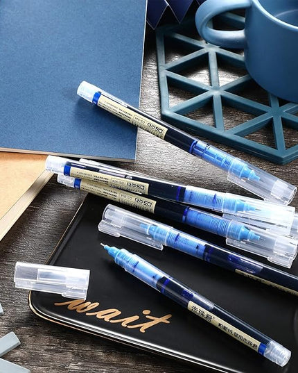 Frienda 12 Pieces Rolling Ball Pens 0.5 mm Japanese Quick Drying Fine Point Pens Liquid Ink Smooth Writing for Office Student Back to School Supplies(Black and Blue)