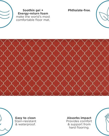 GelPro Elite Premier Anti-Fatigue Kitchen Comfort Floor Mat, 20x48", Lattice Garnet Stain Resistant Surface with therapeutic gel and energy-return foam for health & wellness