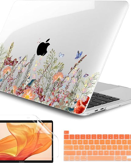 Dongke MacBook Pro 13 inch Case Model A2251/A2289 2020 Released, Plastic Hard Shell Case Cover for MacBook Pro 13 inch with Retina Display & Touch Bar Fits Touch ID (Floral Illustration)