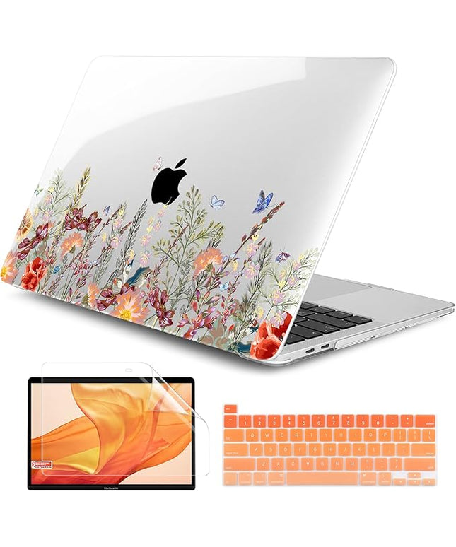 Dongke MacBook Pro 13 inch Case Model A2251/A2289 2020 Released, Plastic Hard Shell Case Cover for MacBook Pro 13 inch with Retina Display & Touch Bar Fits Touch ID (Floral Illustration)