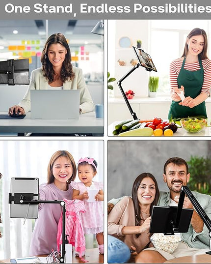 FORTIHOLD Stand for 16 Inch Portable Monitor - Heavy Duty Aluminum Mount with Infinite Angle Adjustment, Built-in Cable Management - Fits iPad Pro 12.9, Tablets, iPhone (Holds 4.7"-16" Devices)