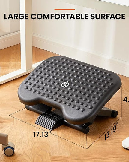 ErGear Under Desk Footrest, Adjustable Foot Rest with 3 Height Settings and 30-Degree Angle, Ergonomic Desk Foot Rest with Massage Texture, Foot and Leg Rest for Home & Office
