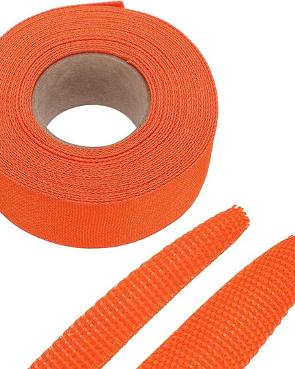 MECCANIXITY Braided Cable Sleeves Heat Shrinkable Fabric Sleeving, 1 1/4" 33ft Orange 2:1 Ratio Heat Shrinkable Cord Protector for Harness Cable, Network Cable Protection, Cable Management