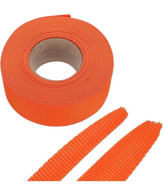 MECCANIXITY Braided Cable Sleeves Heat Shrinkable Fabric Sleeving, 1 1/4" 33ft Orange 2:1 Ratio Heat Shrinkable Cord Protector for Harness Cable, Network Cable Protection, Cable Management