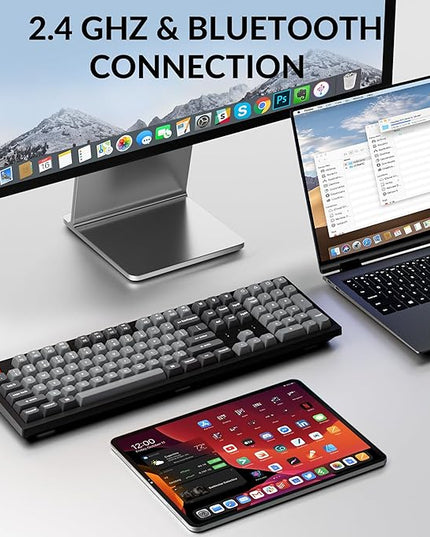 Keychron K10 Max Wireless Custom Mechanical Keyboard, QMK 2.4 GHz Bluetooth Full-Size with Hot-swappable Keychron Super Banana Switch Compatible with Mac Windows Linux (RGB Backlit)