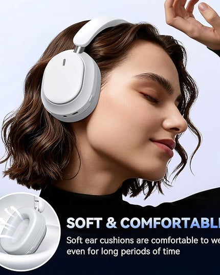 Hybrid Active Noise Cancelling Headphones, Over Ear Bluetooth 6.0 Wireless Headphones, 50H Playtime, Deep Bass, HiFi Stereo Sound（White）
