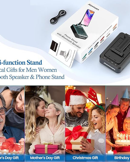 Cell Phone Stand with Wireless Bluetooth Speaker and Anti-Slip Base HD Surround Sound Perfect for Home and Outdoors with Bluetooth Speaker for Desk Compatible with iPhone/ipad/Samsung Galaxy