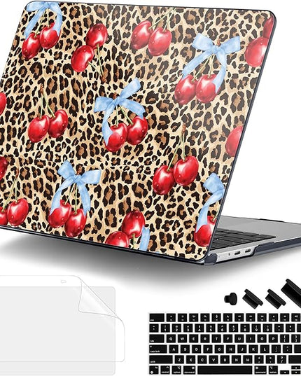 DONGKE for M4 MacBook Air 13.6 Inch Case 2025 2024 2023 2022 Model A3240 A3113 A2681 M3 M2 Chip, Plastic Hard Shell Case Cover with Touch ID for MacBook Air 13 Inch M4 - Leopard Cherry