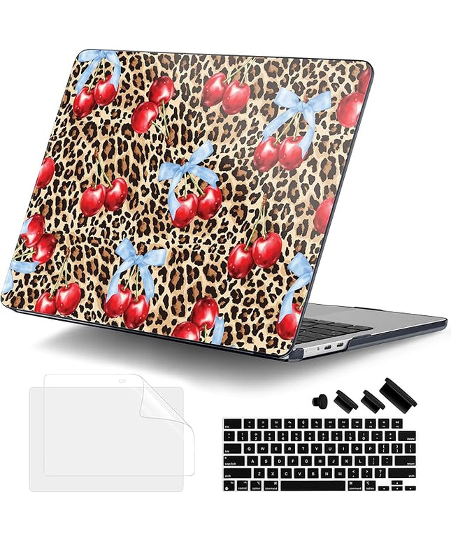 DONGKE for M4 MacBook Air 13.6 Inch Case 2025 2024 2023 2022 Model A3240 A3113 A2681 M3 M2 Chip, Plastic Hard Shell Case Cover with Touch ID for MacBook Air 13 Inch M4 - Leopard Cherry