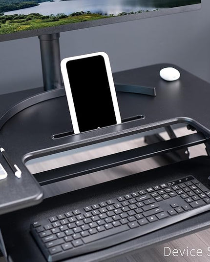 VIVO 32 inch Height Adjustable Stand Up Desk Converter, V Series, Quick Sit to Stand Tabletop Dual Monitor Riser Workstation, Black, DESK-V000VS