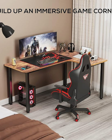 EUREKA ERGONOMIC 60 Inch Black Corner L Shaped Computer Desk, Home Office Gaming Study Work Writing Table Long Large Sturdy Workstation Simple Modern with Metal Legs, Right Side