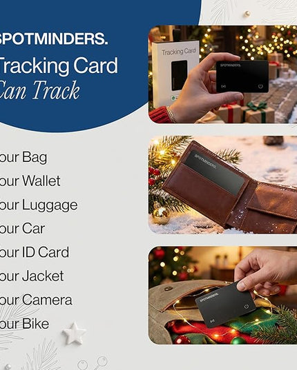 SPOTMINDERS Apple MFi Certified Wallet Tracker Works With Apple Find My Tracking Card for Wallet Card Rechargeable IP68 Waterproof 0.07in Slim iPhone Item Finder for Luggage Tags Purse Gifts for Women