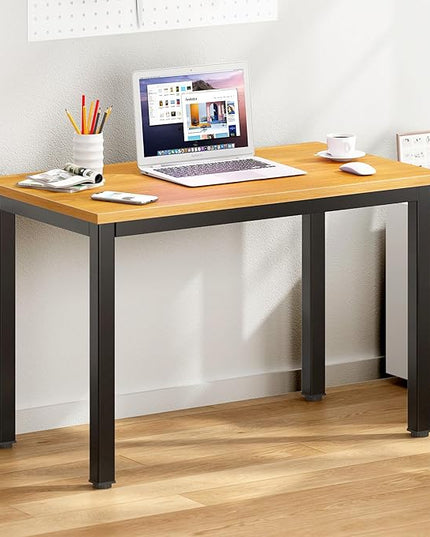 DlandHome 31.5 inches Small Computer Desk for Home Office Activity Table Writing Table for Small Spaces Study Table Student Laptop Desk Teak and Black DND-AC3BB-8040