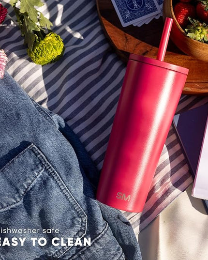 Simple Modern Insulated Tumbler with Lid and Straw | Iced Coffee Cup Reusable Stainless Steel Water Bottle Travel Mug | Gifts for Women Men Her Him | Classic Collection | 28oz | Winter White