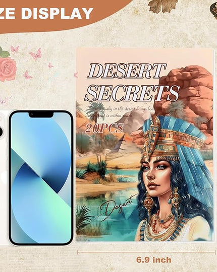 Auguro Egypt Travel Scrapbook Stickers 20 Sheets 240 Pre-Cut Washi Stickers PET Transparent Desert Book Sticker for journaling Decorative or DIY Paper Crafts Arts and Crafting Projects