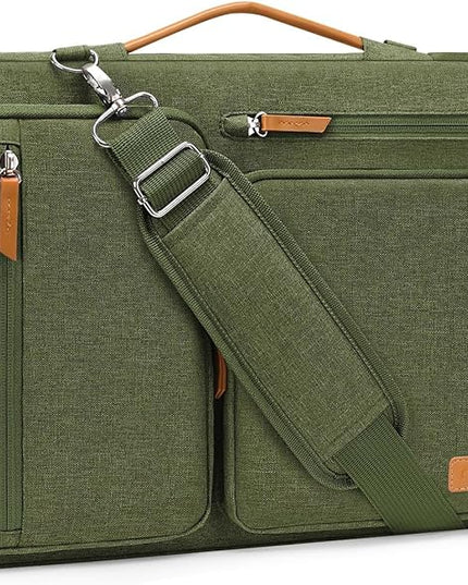 MOSISO 360 Protective Laptop Shoulder Bag,13-13.3 inch Computer Bag Compatible with MacBook, HP, Dell, Lenovo, Asus Notebook,Side Open Messenger Bag with 4 Zipper Pockets&Handle, Olive Green