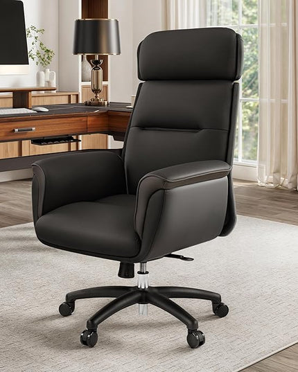 EUREKA ERGONOMIC Royal Ergonomic Office Chair Executive Desk Chair, Microfiber Leather High Back Executive Chair Comfy Ergonomic 360° Swivel with Lumbar for Home Workshop- Black