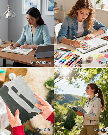 COMIX Lined Journal Notebook - 304 Pages 5.6" x 8.3" College Ruled Thick Journaling Notebook for Women & Men, Fits for Work, Diary, Travel, School, Business, Church, Hardcover, A5, Black