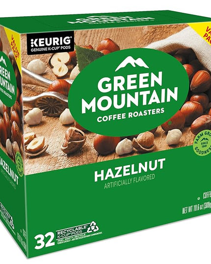 Green Mountain Coffee Roasters Hazelnut Keurig Single-Serve K-Cup Pods, Light Roast Coffee, 32 Count