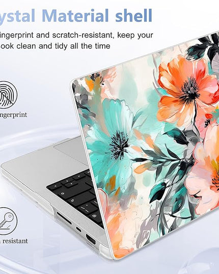 May Chen Case for MacBook Pro 14 inch, Models A2442 A2779 A2918 A2992 A3401 A3185 A3112 A3434, M1 M2 M3 M4 M5 Chip (2021-2025 Release), Plastic Hard Shell Case with Keyboard Cover, Floral Water