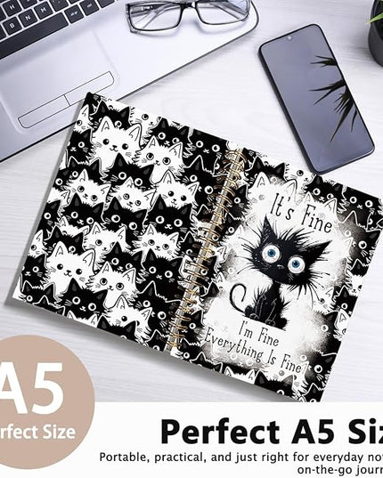 Funny Cat Journal Notebook for Teen Girls & Women, Funny Gifts for People Who Love Cats, Cat Lover Gifts for Women Men, Cute Notebooks for School Supplies, cat notepad 5.5x8.3 Inch