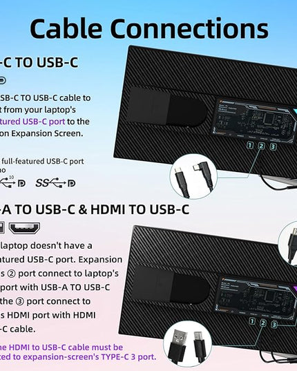 BKVOO Laptop Screen Extender Dual Monitor - 15.6" Portable Monitor Detachable IPS 1080P FHD 85% NTSC Travel Screen USB-C HDMI Port Compatible with Wins Mac Chrome Dex Fits 13-17" Laptops
