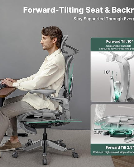 HINOMI H2 Pro Premium Ergonomic Office Chair - Comfy Home Office Desk Computer Chair with Adjustable Back Support, Swivel Wheels, Flip-up Arms, Comfortable Mesh Seat for Desk Work (Pink)