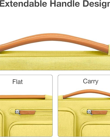 MOSISO 360 Protective Laptop Case 13.3 inch, 13-13.3 inch Laptop Sleeve Compatible with MacBook Air/Pro 13 / Pro 14,HP Dell Acer ASUS,Side Open Carrying Case with 4 Zipper Pockets&Handle, Yellow