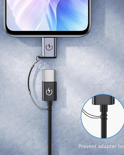 Micro USB to USB C Adapter (4 Pack),Type C Female to Micro Male Conversion Connector,with Lanyard Keychain,Compatible with Samsung Galaxy S7/S7 Edge,Micro USB Devices (Gray)