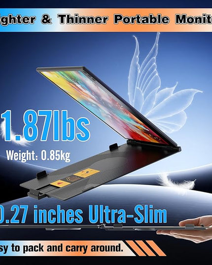 Miesebe Laptop Screen Extender 14", Ultra Thin 0.27'' FHD 1080P Portable Monitor for Laptop 13-17.3", Plug n Play Extra Monitor Extender, Eye Care Second Screen for MacBook/Windows/Android/Switch/PS5