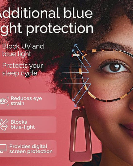 Gaoye Blue Light Blocking Glasses - Trending Round TR90 Frames, Metal Arms, UV400 Protection - Matching Soft Case