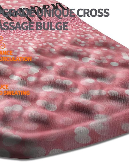 Ergonomic Slope Mouse Pad Wrist Support, Wrist Rest Mousepad for Carpal Tunnel Pain Relief with Massage Bulge and Slow Rebound Memory Foam (12x8 inch, Pink Stay Positive)