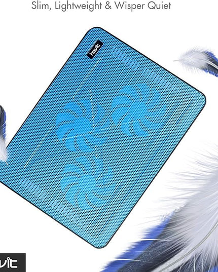 Havit HV-F2056 15.6-17 Inch Laptop Cooler Cooling Pad - Slim Portable USB Powered (3 Fans) (Blue)