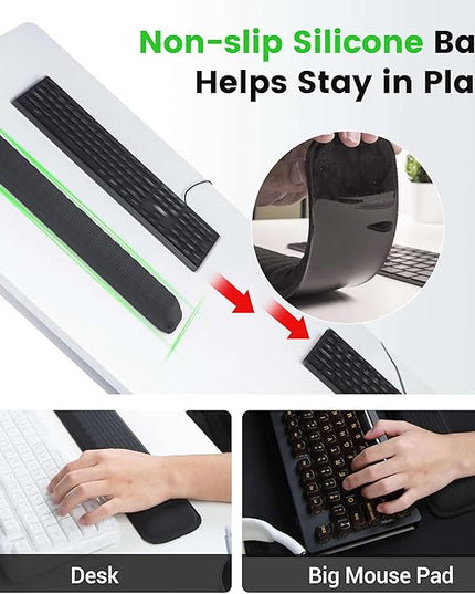 Mekass TKL Keyboard Wrist Rest, Super Soft Memory Foam Ergonomic Computer Wrist Support Pad, Comfortable Desk Wrist Cushion, Laptop Keyboard Hand Rest for Wrists Pain Office Gaming Typing (Light Grey)