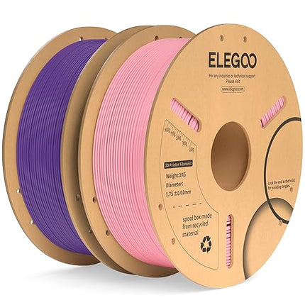 ELEGOO PLA Plus Filament 1.75mm Pink & Purple 2KG, PLA+ Tougher and Stronger 3D Printer Filament Dimensional Accuracy +/- 0.02mm, 2 Pack 1kg Spool(2.2lbs) Fits for Most FDM 3D Printers