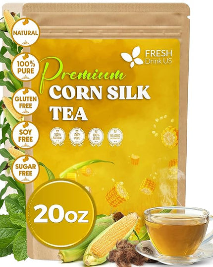 FreshDrinkUS, Dried Corn Silk 20oz | Premium Whole Corn Silk for Tea & Herbal Infusions | Naturally Air-Dried, Non-GMO, Caffeine-Free | Perfect for Daily Herbal Tea, DIY Blends & Natural Brewing