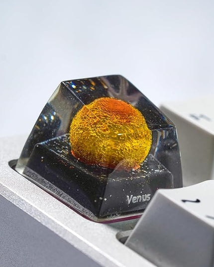 Venus Planet Artisan Keycap R1 SA Profile Custom Solar System Planets Keycaps 1U ESC Handmade Resin Gaming Galaxy Key Cap Cherry MX Switch Compatible Mechanical Keyboard Space Lover Gift