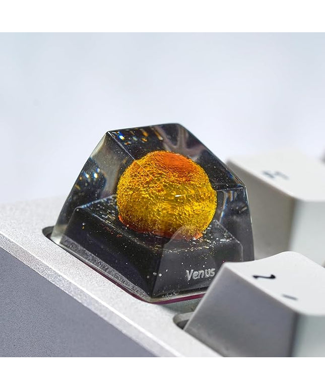Venus Planet Artisan Keycap R1 SA Profile Custom Solar System Planets Keycaps 1U ESC Handmade Resin Gaming Galaxy Key Cap Cherry MX Switch Compatible Mechanical Keyboard Space Lover Gift