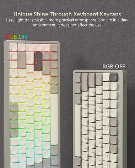 Womier Low Profile Keycaps - Shine Through PBT Key caps 60 65 75 100 Percent, Mechanical Keyboard Keycaps for Cherry Gateron MX Switches Keyboard - Khaki Grey