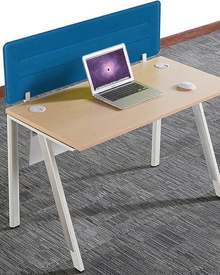 Desk Divider Panel, 34.6" x 11.8", Blue – Clamp-On with 2 L-Clips, Soundproof Noise Reducing Privacy Screen for Office or Home Desk, High Quality Polyester