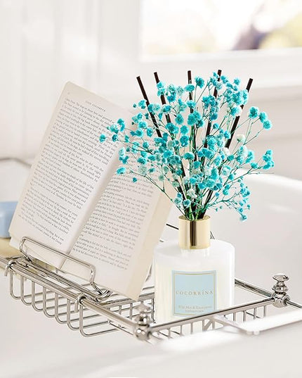 COCORRÍNA Reed Diffuser - Wild Mint & Eucalyptus 6.7 Fl.oz Reed Diffuser Set with Sticks & Preserved Baby's Breath, Reed Diffuser for Home Bathroom Shelf Decor