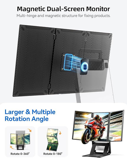 15.6" Quad Laptop Screen Extender,FHD 1080P Triple Portable Monitor with 30" Combined Display(Landscape/Portrait),One-Cable Connection and Driver Required,Compatible with Wins & Mac(M1/M2/ M3/M4/M5)